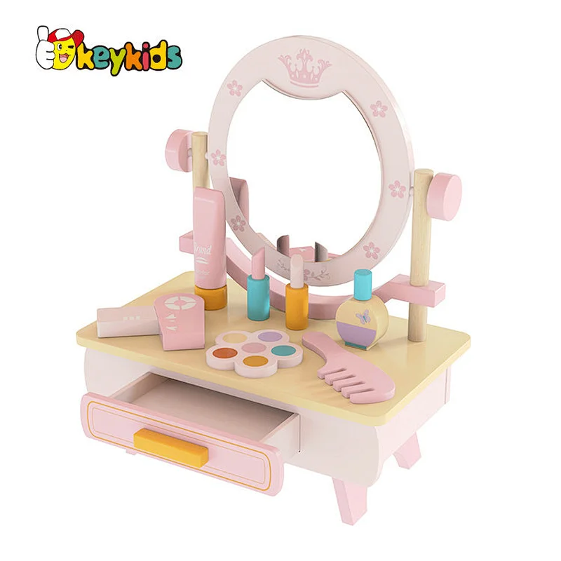 Factory OEM pretend play wooden kids makeup kit set toys for girls W10D519