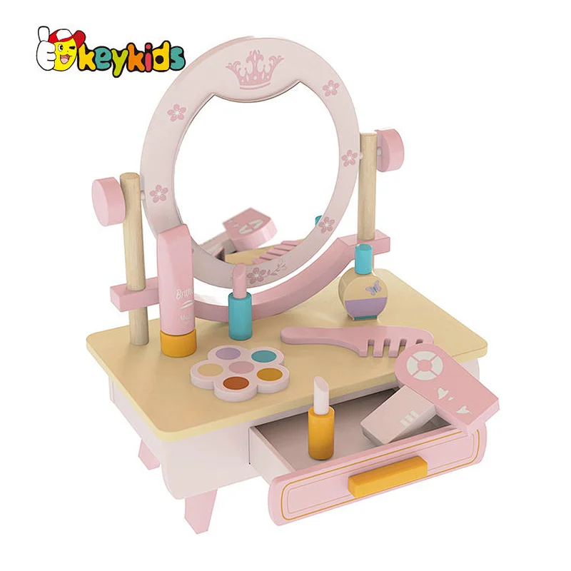 Factory OEM pretend play wooden kids makeup kit set toys for girls W10D519